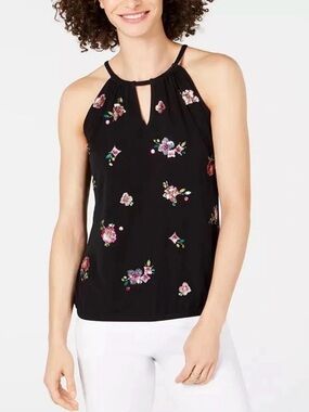 INC International Concepts Black Floral Halter Camisole